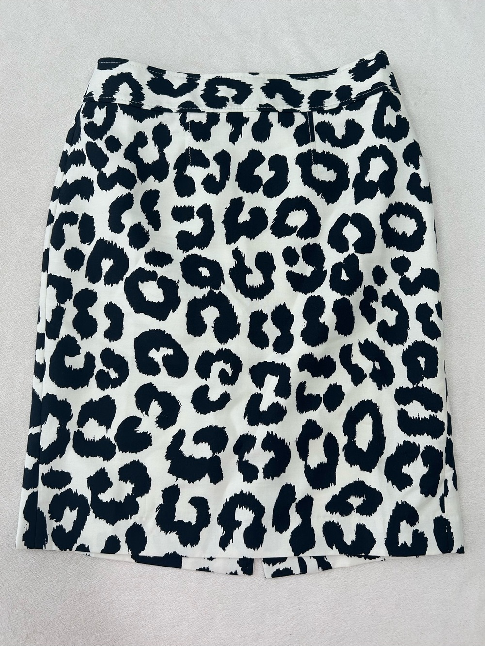 LOFT Black and White Leopard-Print cotton and silk Pencil Skirt